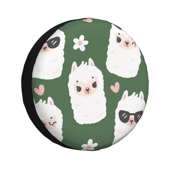 Bingfone Alpaca Faces Spare Tire Cover Weatherproof Universal Wheel Protectors For Rv Camper Travel Trailer Suv Truck 15 Inch