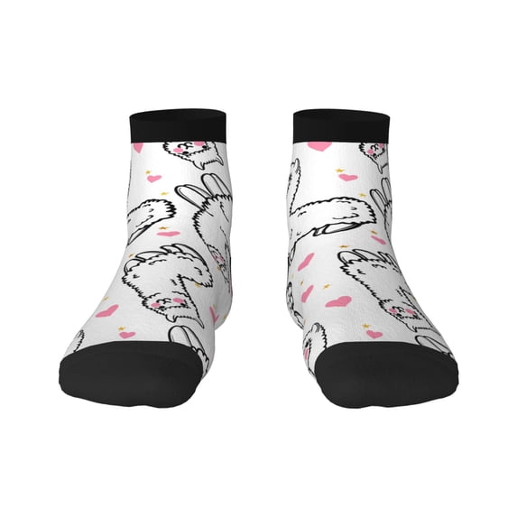 Bingfone Alpacas And Hearts Design Patterned Men'S Women'S Casual Cotton Socks