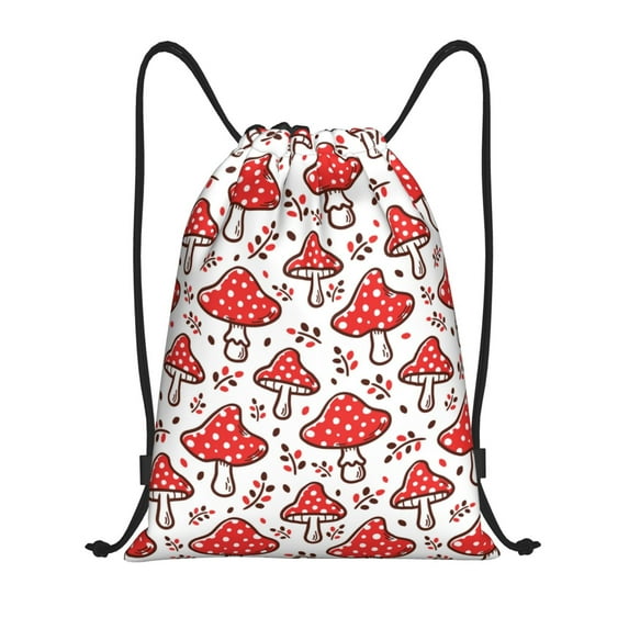 Bingfone Amanita Red Mushroom Drawstrings Backpacks Bags for Men Women Gym Drawstrings Bag-Small