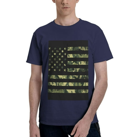 Bingfone American Flag Camo Men'S Loose Fit Short-Sleeve Pocket T-Shirt