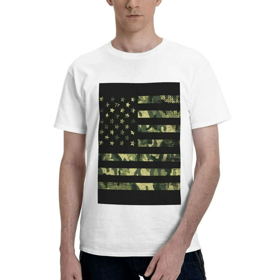Bingfone American Flag Camo Men'S Loose Fit Short-Sleeve Pocket T-Shirt