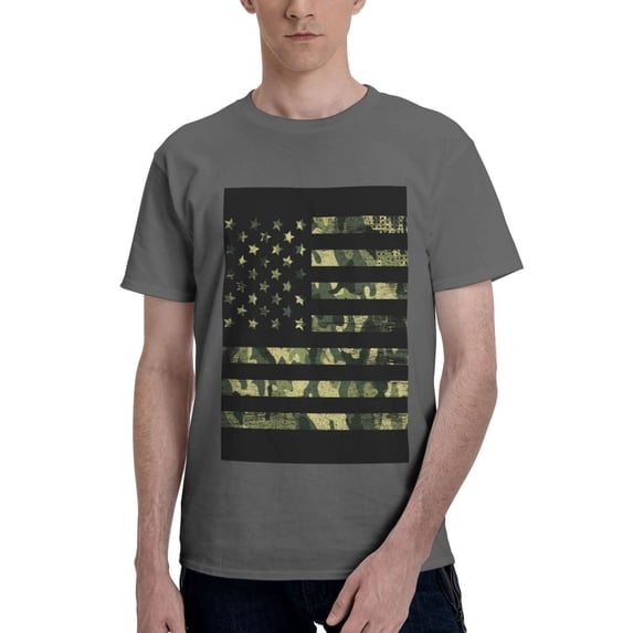 Bingfone American Flag Camo Men'S Loose Fit Short-Sleeve Pocket T-Shirt