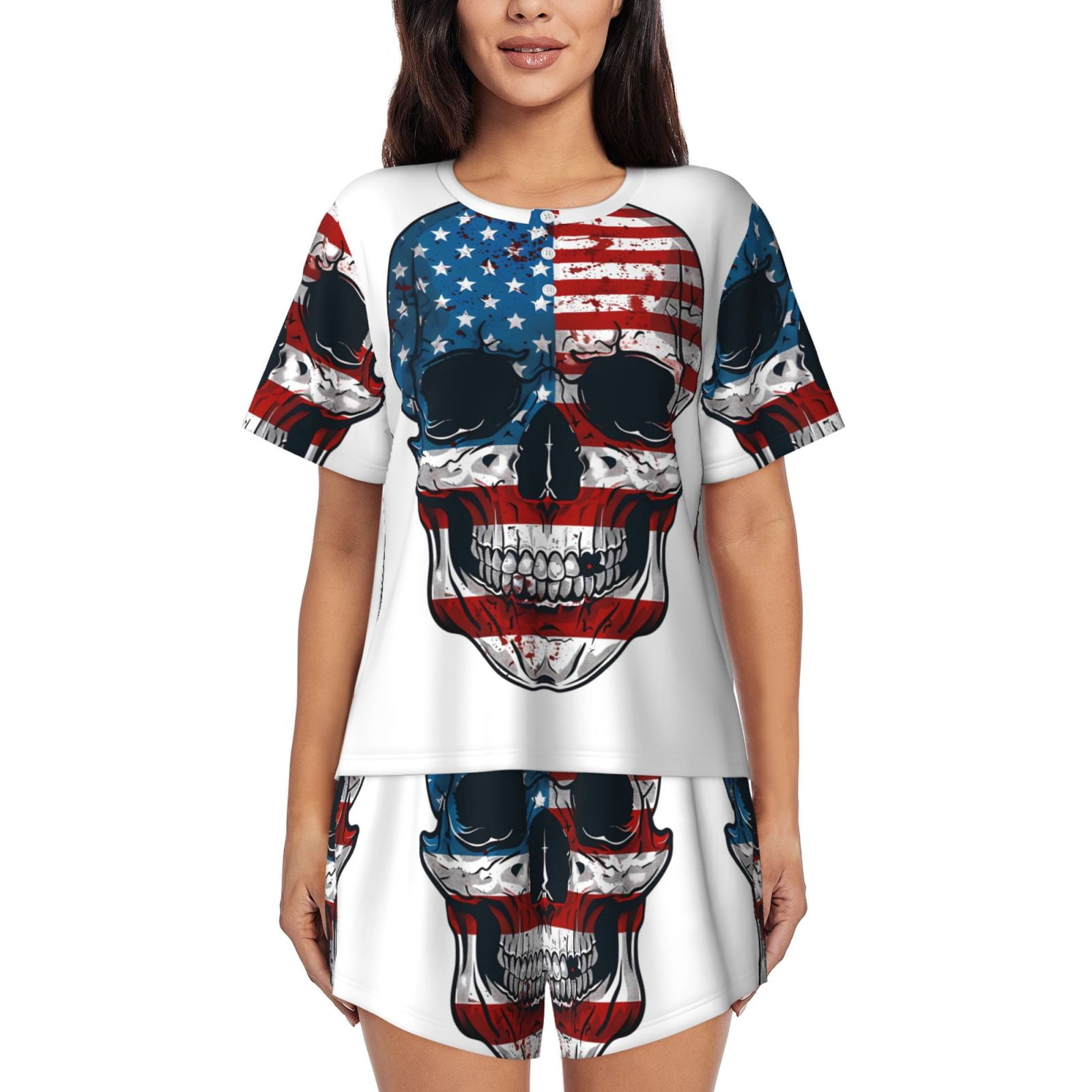 Hearty Skull Print Loungewear Set