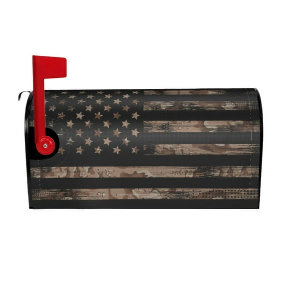 Bingfone American Flag With Desert Camouflage Magnetic Mailbox Cover Standard Size For Garden Yard Outdoor Decorations-25.5x21 In