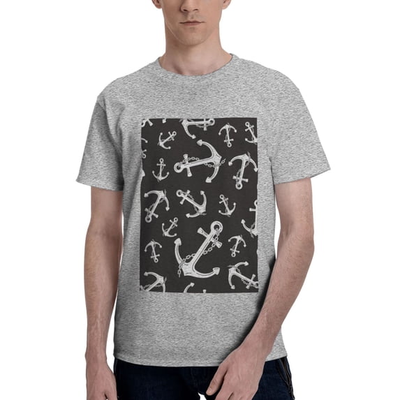 Bingfone Anchor Men'S Loose Fit Short-Sleeve Pocket T-Shirt
