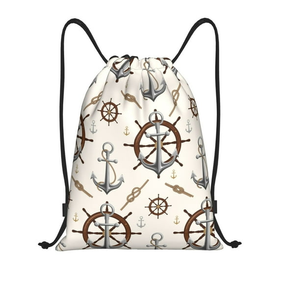 Bingfone Anchor With Rope Drawstrings Backpacks Bags For Men Women Gym Drawstrings Bag