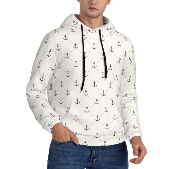 Bingfone Anchors Men's Drawstring Hoodie Long Sleeve Pocket Sweatshirts-X-Large