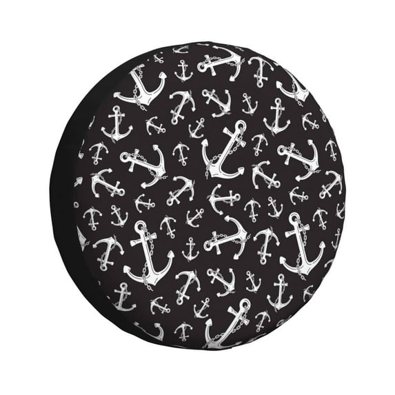 Bingfone Anchors Spare Tire Cover Weatherproof Universal Wheel Protectors for RV Camper Travel Trailer SUV Truck-16 inch