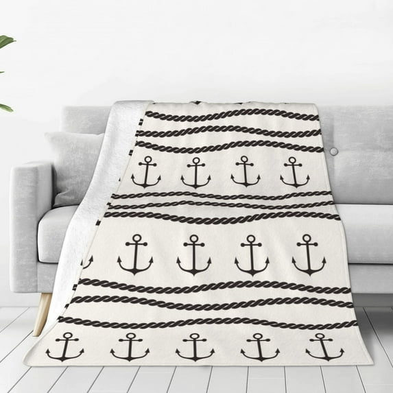 Bingfone Anchors and Ropes Print Flannel Fleece Blanket Throw Blanket for Bed,Sofa,Couch,Travel,Camping(60"x50" )