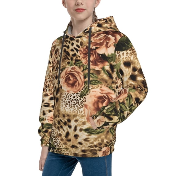 Bingfone Animal Leopard Pattern Youth Classic Hoodies Soft Hooded Pullover Sweatshirts for Girls and Boys