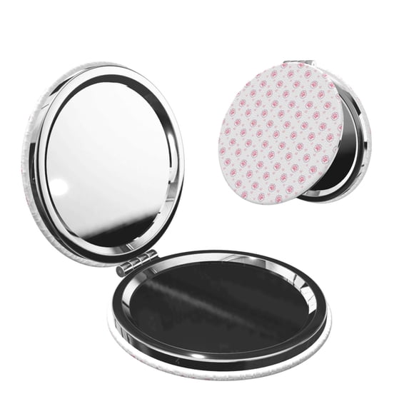 Bingfone Animal Pink Color Paw Print Compact Vanity Makeup Mirror for Men Women Girls for Pocket Purse Wallet Handbag,Portable Small Handheld Beauty Mirror-Round Shape