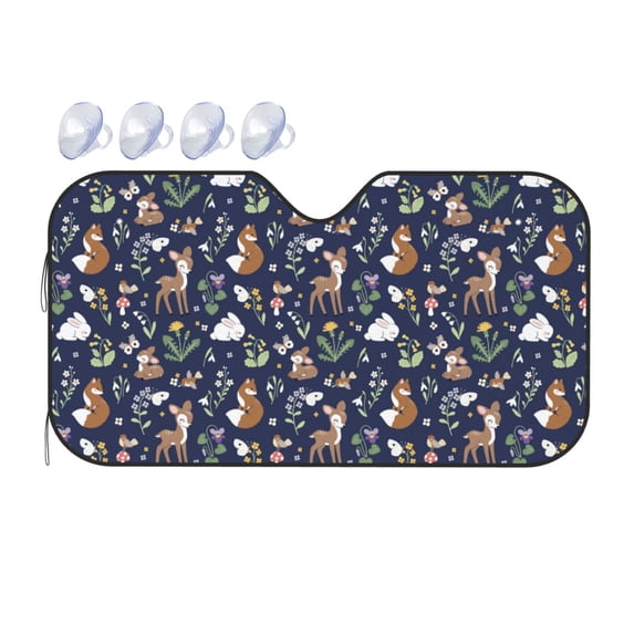 Bingfone Animals And Wildflowers Car Windshield Sunshade,Sun Foldable Sun Shield Sun Visor for Car - Medium