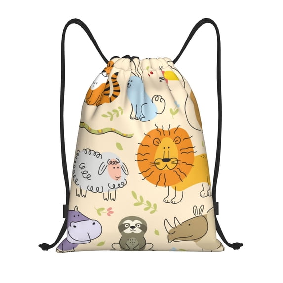 Bingfone Animals Drawstrings Backpacks Bags for Men Women Gym Drawstrings Bag-Medium