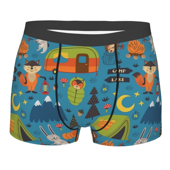Bingfone Animals In Camping Men's Underwear - Casual Stretch Boxer Briefs-Large
