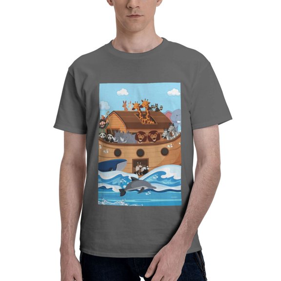 Bingfone Animals On Noah'S Ark Men'S Loose Fit Short-Sleeve Pocket T-Shirt