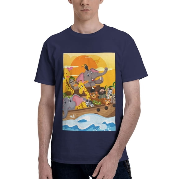 Bingfone Animals On Noah'S Ark1 Men'S Loose Fit Short-Sleeve Pocket T-Shirt