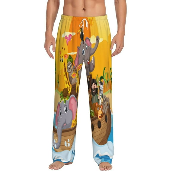 Bingfone Animals On Noah'S Ark1 Mens All Over Print Sleep Pajama Pants-Medium