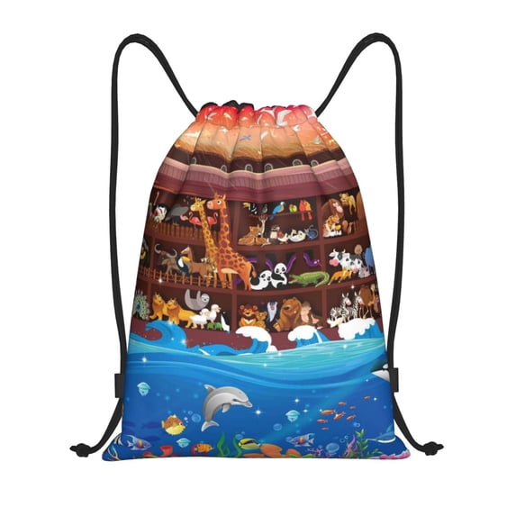 Bingfone Animals On Noah'S Ark2 Drawstrings Backpacks Bags For Men Women Gym Drawstrings Bag