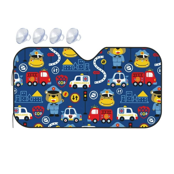 Bingfone Animals Rescue Team Car Windshield Sunshade,Sun Foldable Sun Shield Sun Visor For Car - Small