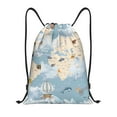 thumbnail image 1 of Bingfone Animals Travel World Map Drawstrings Backpacks Bags For Men Women Gym Drawstrings Bag, 1 of 9
