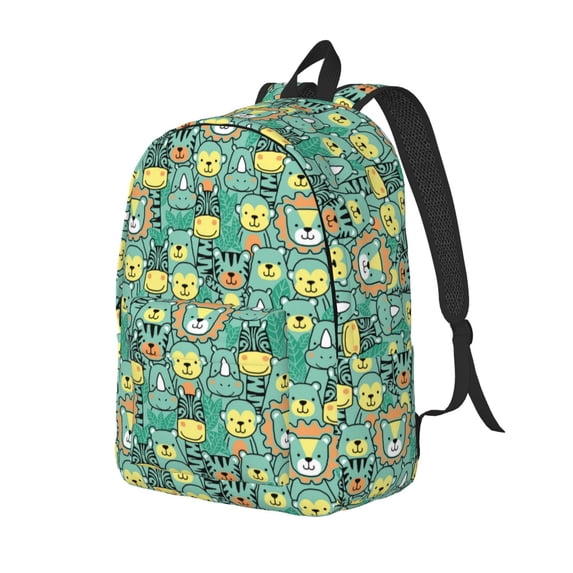 Bingfone Animals with Leaf Print Canvas College Laptop Backpack, Large Capacity Lightweight College Bookbag Casual Daypack-Small