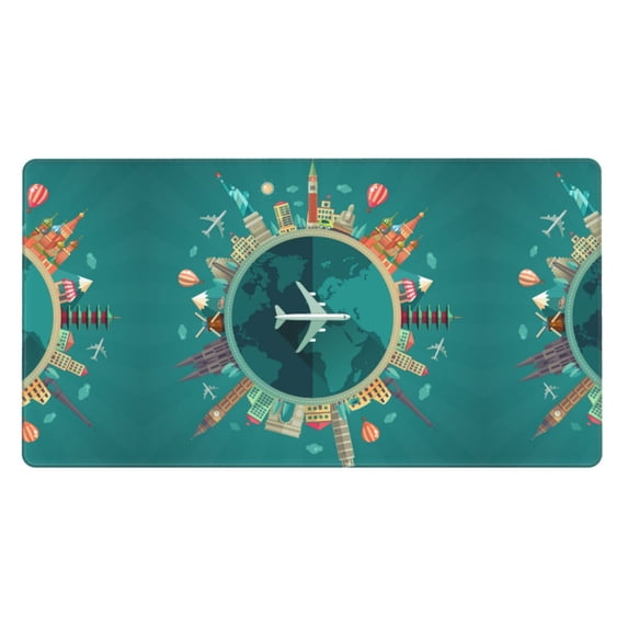 Bingfone Around The Planet Large Gaming Mouse Pad,Extended Desk Mousepad With Stitched Edges,Non-Slip Base,Water Resist Keyboard Pad For Gamer, Office & Home, 29.5 X 16 In