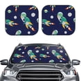 thumbnail image 1 of Bingfone Astronaut Dinosaur And Space Print 2-Piece Sun Shade Front Windshield - Foldable Car Front Window Sunshades For Most Sedans Suv Truck - Large, 1 of 7