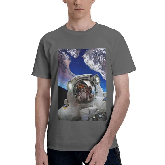 Bingfone Astronaut In Outer Space Men'S Loose Fit Short-Sleeve Pocket T-Shirt