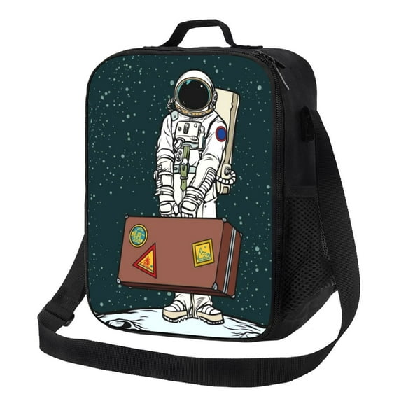 Bingfone Astronaut Traveler With Suitcase Reusable Insulated Lunch Bag Cooler For Work School Picnic Or Travel