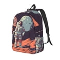thumbnail image 1 of Bingfone Astronaut With American Flag Print Canvas College Laptop Backpack, Large Capacity Lightweight College Bookbag Casual Daypack-Medium, 1 of 5