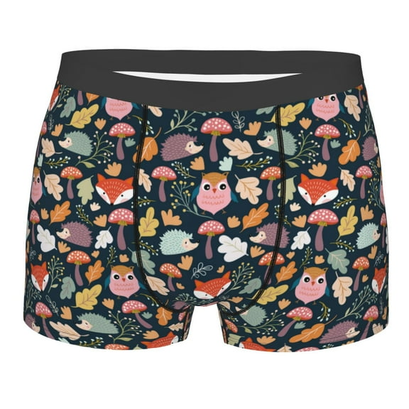 Bingfone Autumn Fox Owl Men's Underwear - Casual Stretch Boxer Briefs-Medium