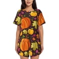 thumbnail image 1 of Bingfone Autumn Harvest Pumpkin Joy Print Pajamas Sets for Women Soft Short-Sleeved Pjs with Lounge Shorts Two Piece Sleepwear, 1 of 5
