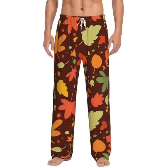 Bingfone Autumn Leaves Mens All Over Print Sleep Pajama Pants-Small