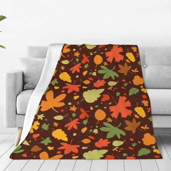 Bingfone Autumn Leaves Print Flannel Fleece Blanket Throw Blanket For Bed,Sofa,Couch,Travel,Camping(80"X60")