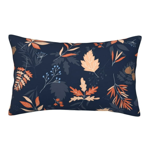 Bingfone Autumn Leaves With Blue Standard Size Pillowcase, Long Staple Pure Cotton Envelope Closure Pillow Cover(without pillow core),16"X24"