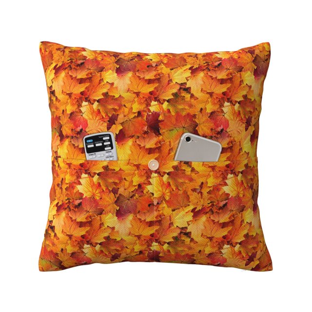 Bingfone Autumn Maple Leaf Pile Linen Throw Pillow Covers Cushion Case