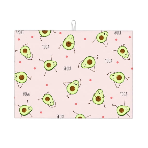 Bingfone Avocado Doing Sport Yoga ,18" X 24"Dish Drying Mat For Kitchen Counter,Ultra Absorbent Microfiber