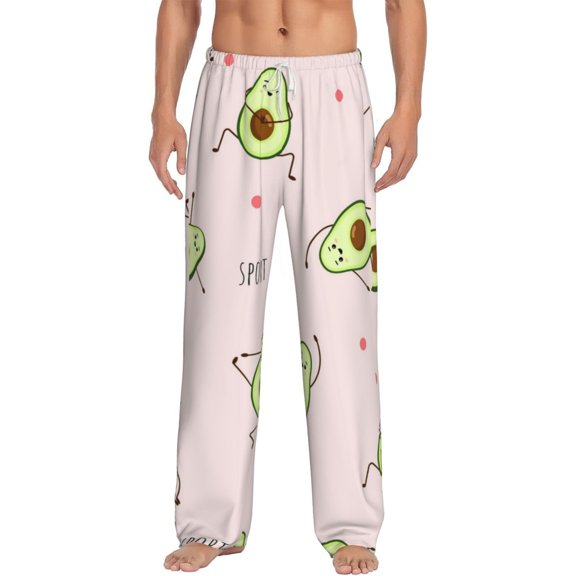 Bingfone Avocado Doing Sport Yoga Mens All Over Print Sleep Pajama Pants-Small