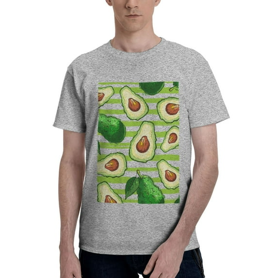 Bingfone Avocado Green Striped Men'S Loose Fit Short-Sleeve Pocket T-Shirt