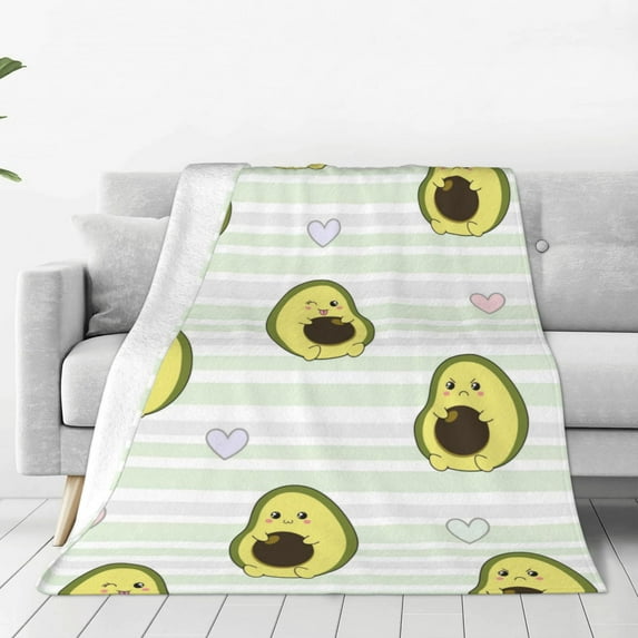 Bingfone Avocado Of A Hear Print Flannel Fleece Blanket Throw Blanket For Bed,Sofa,Couch,Travel,Camping(80"X60")