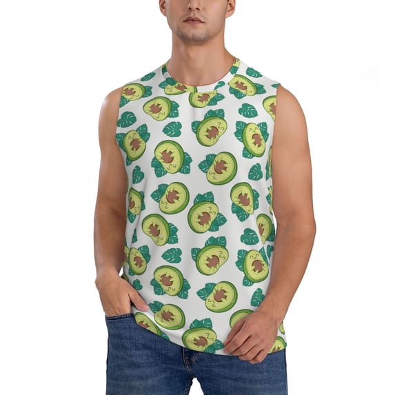 Bingfone Avocado Sleeping Pattern Men's Tank Tops Workout Sleeveless Tee Shirts Running Beach Tanks for Men-Large
