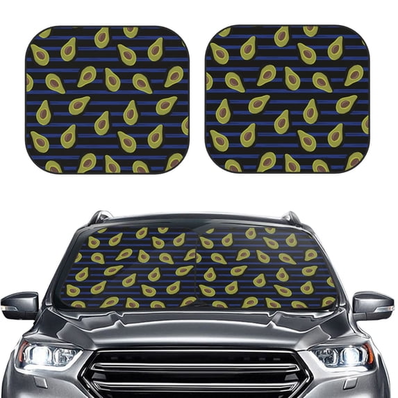 Bingfone Avocado Windshield Sun Shade 2-Piece Foldable Car Front Window Sunshade For Most Sedans Suv Truck - Auto Sun Blocker Visor Protector Blocks Max Uv Rays - Medium
