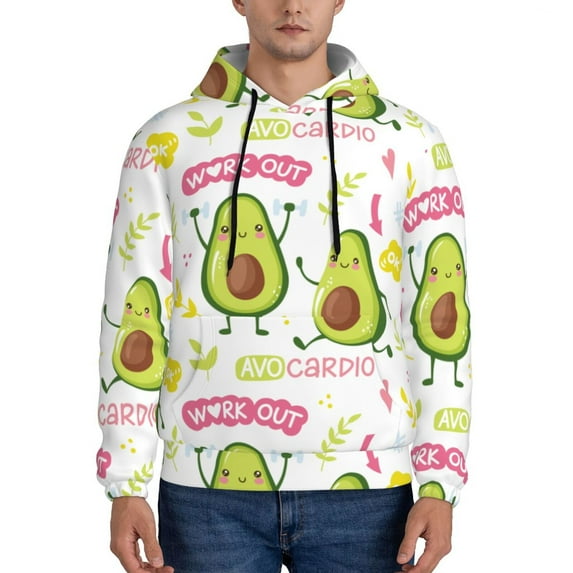 Bingfone Avocado Work Out Men'S Drawstring Hoodie Long Sleeve Pocket Sweatshirts-3x-Large