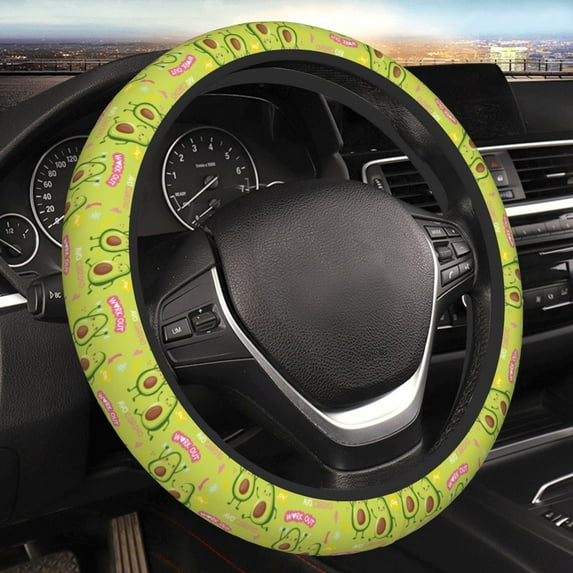 Bingfone Avocado Work Out Steering Wheel Cover - Universal 15 Inches Car Steering Wheel Covers Grip Auto Internal Accessories