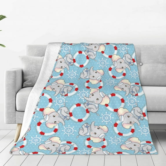 Bingfone Baby Elephant Print Flannel Fleece Blanket Throw Blanket for Bed,Sofa,Couch,Travel,Camping(50"x40" )