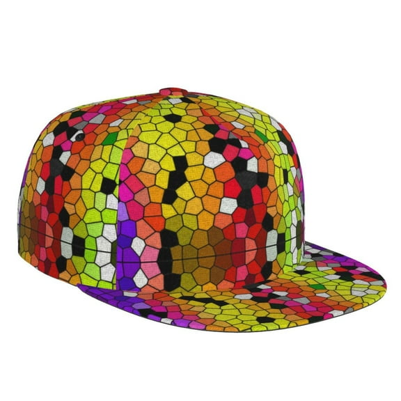 Bingfone Baseball Cap,Snapback Trucker Hat for Men & Women with Adjustable-Colorful Tie Dye Stained Glass 1