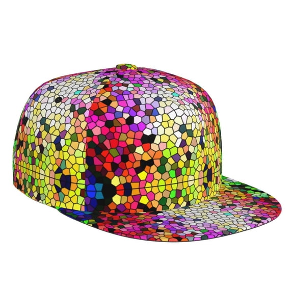 Bingfone Baseball Cap,Snapback Trucker Hat for Men & Women with Adjustable-Colorful Tie Dye Stained Glass 3