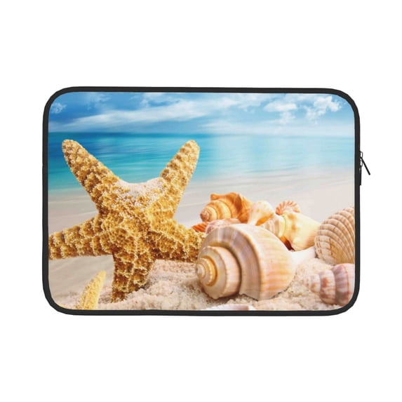 Bingfone Beach Starfish Shell Laptop Sleeve Case 15 Inch, 360° Protective Computer Carrying Bag