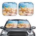 thumbnail image 1 of Bingfone Beach Starfish Shell Print 2-Piece Sun Shade Front Windshield - Foldable Car Front Window Sunshades For Most Sedans Suv Truck - Large, 1 of 7