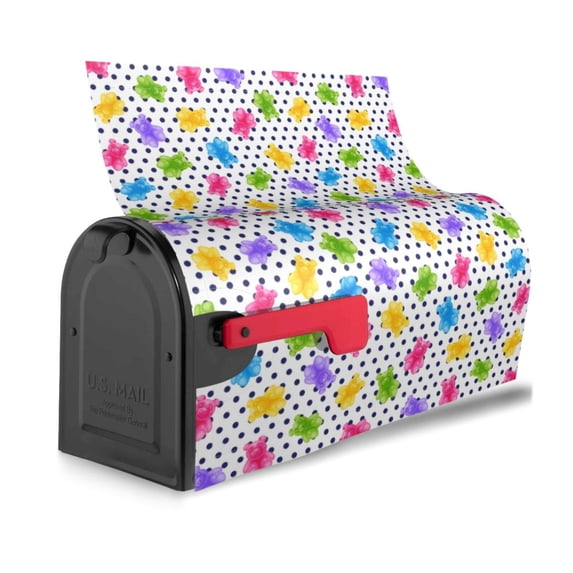 Bingfone Bear And Polka Dot Magnetic Mailbox Cover Standard Size for Garden Yard Outdoor Decorations-25.5x21 in